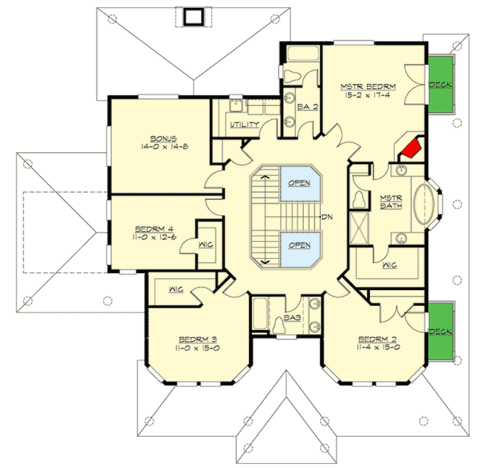 Plan 23762JD: Luxurious Northwest House Plan - Floor Plan - Second Floor - Northwest, Traditional