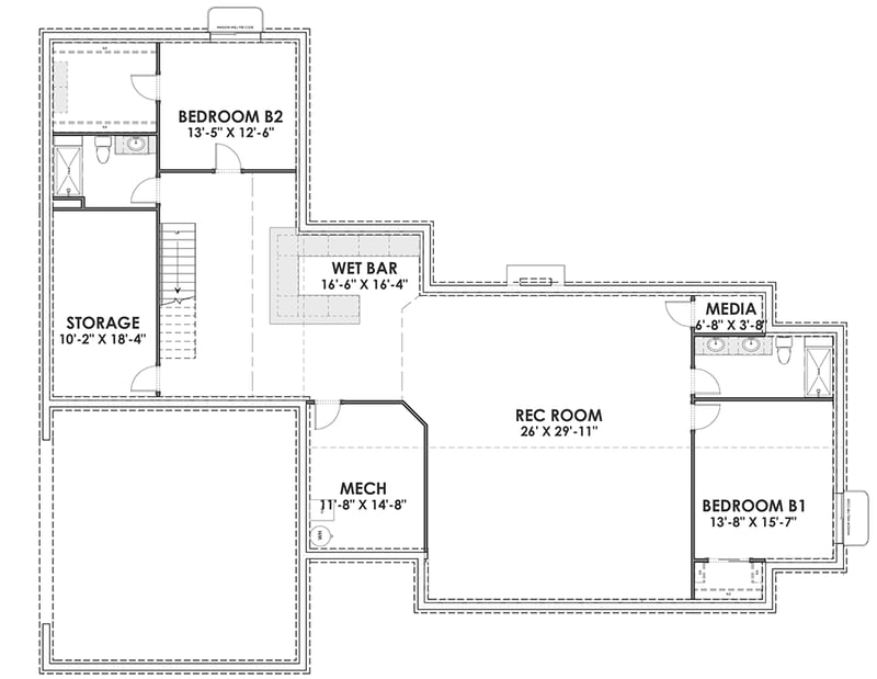 Plan 64462SC: Flexible Modern Farmhouse with Split Bedrooms - 2590 Sq Ft - Floor Plan - Optional Lower Level - Country, Farmhouse, Modern Farmhouse, Ranch, Traditional
