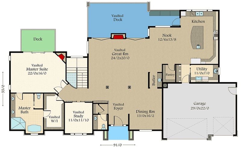 Plan 85240MS: Exclusive Rustic House Plan with 4 Bedrooms - Floor Plan - Main Level - Craftsman, Northwest, Rustic