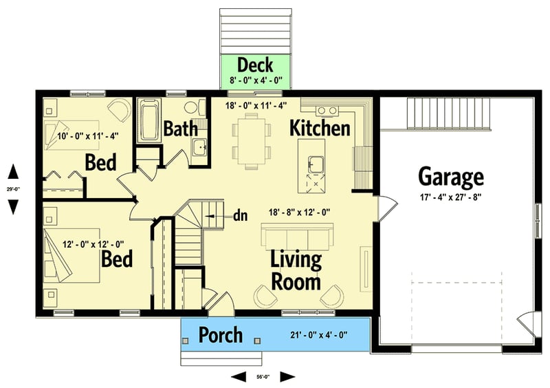 Plan 22477DR: Rugged Ranch Home Plan With Attached Garage - Floor Plan - Main Level - Northwest, Ranch, Rustic