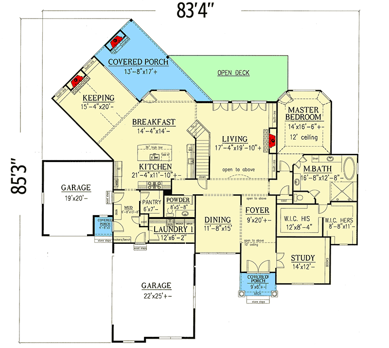 Plan 24376TW: 4-Bedroom Traditional House Plan with Striking Curb Appeal - Floor Plan - Main Level - Country, Craftsman, New American, Traditional