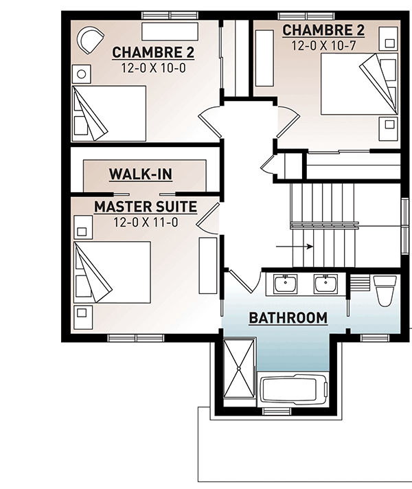 Plan 22486DR: 3 Bedroom Transitional House Plan with a Small Footprint - Floor Plan - 2nd Floor