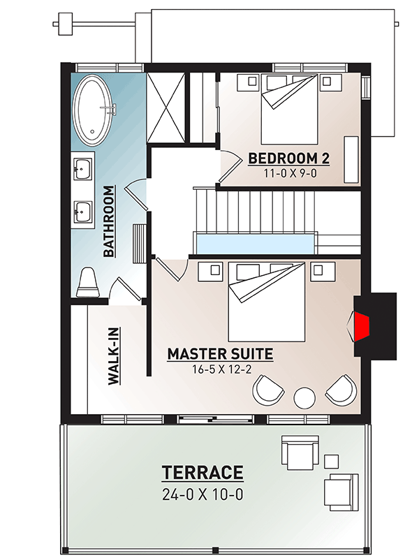 Plan 22492DR: Contemporary Vacation House Plan - Floor Plan - Second Level - Contemporary, Mid Century Modern, Modern, Northwest, Vacation