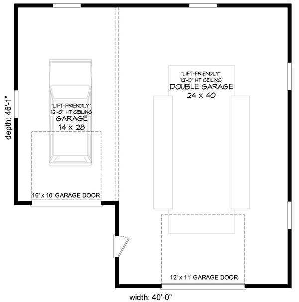 Plan 68513VR: RV Garage With 3 Exterior Options - Floor Plan - Main Level