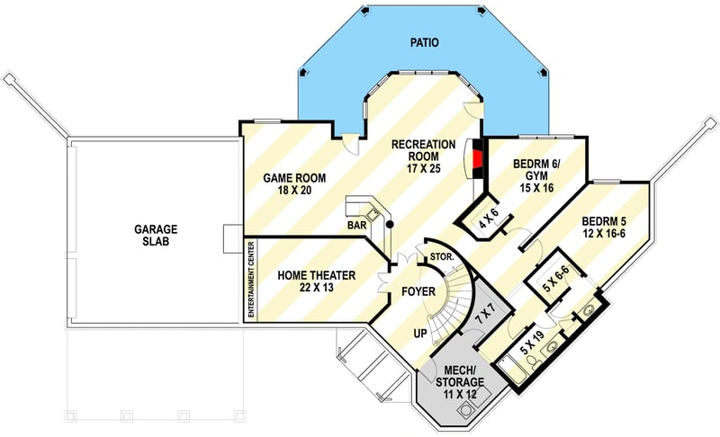 Plan 12314JL: Impressive Flexible 4-Bed French Country Home Plan - Floor Plan - Lower Level - Optionally Finished Walkout Basement - European, French Country, New American, Transitional