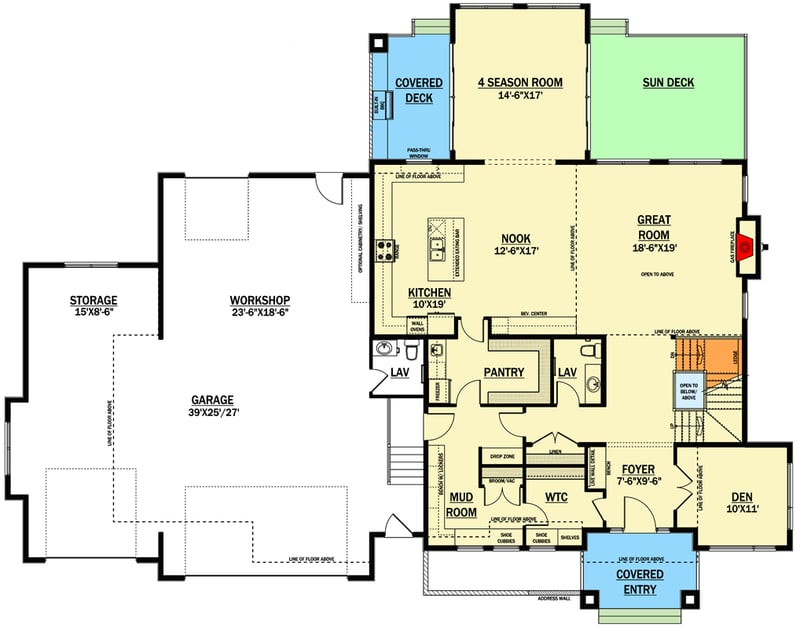 Plan 81708AB: Spacious Prairie Style House Plan - Floor Plan - Main Level - Northwest, Prairie