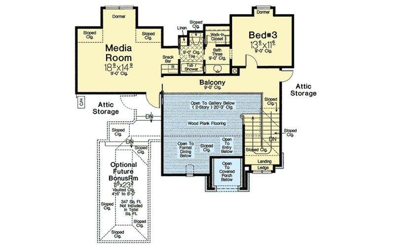 Plan 48572FM: European House Plan with Giant Media Room - Floor Plan - 2nd Floor - European, French Country
