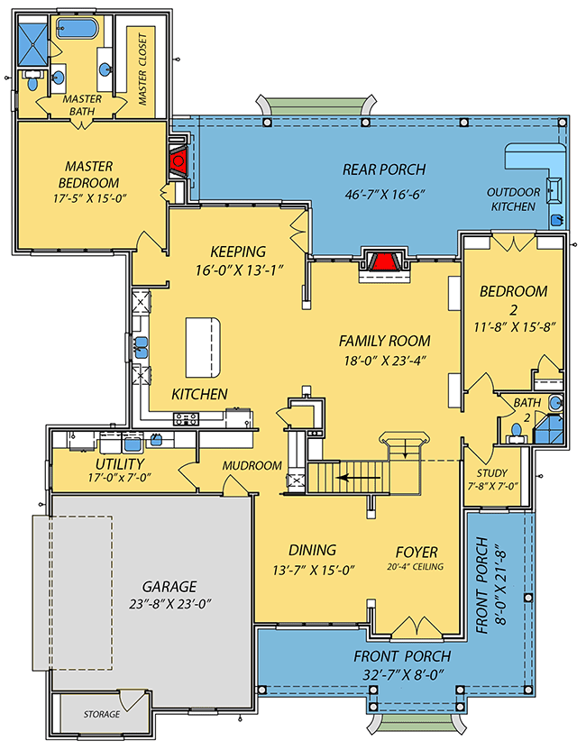 Plan 83902JW: Exclusive Five Bedroom Traditional House Plan - Floor Plan - Main Level - Country, Traditional