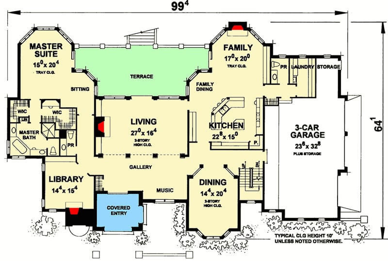 Plan 42522DB: A Castle of Your Own - Floor Plan - Main Level - European, French Country