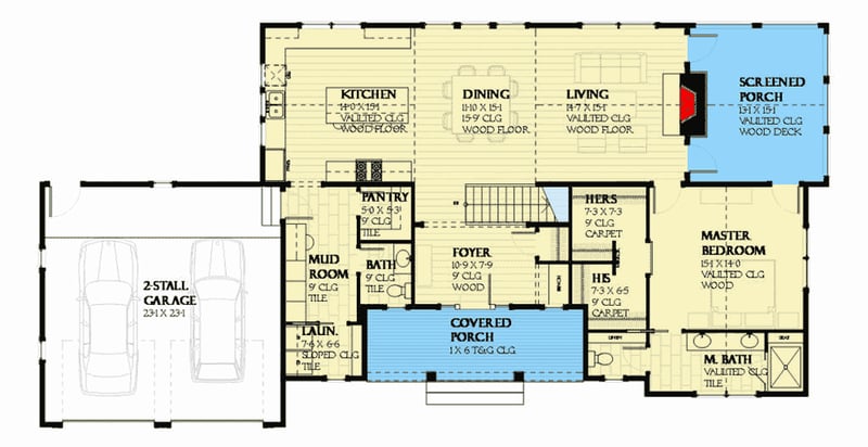 Plan 970062VC: Craftsman Ranch House Plan with Finished Lower Level - 2679 Sq Ft - Floor Plan - Main Level - Coastal, Craftsman, Farmhouse, Modern Farmhouse, New American, Ranch