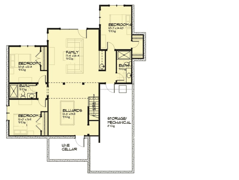 Plan 970065VC: Cottage with Vaulted Ceilings in the Home Office - Floor Plan - Lower Level - Cottage
