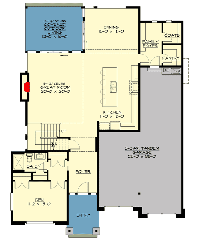 Plan 23763JD: Contemporary House Plan with Outdoor Living Room - Floor Plan - Main Level - Contemporary, Modern, Northwest