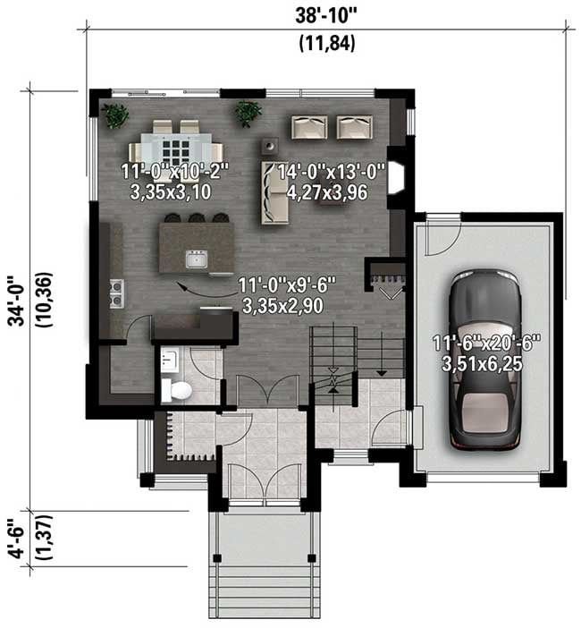Plan 80911PM: Prairie Style Split Level House Plan - Floor Plan - Main Level - Northwest, Prairie