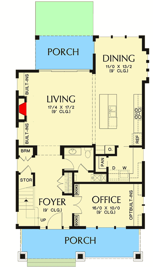 Plan 69676AM: Four Square Craftsman House Plan - Floor Plan - Main Level - Craftsman, Northwest, Traditional, Victorian