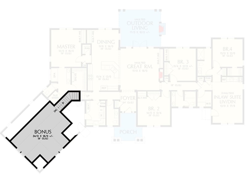 Plan 69680AM: Expanded Classic Craftsman House Plan - Floor Plan - Bonus - Craftsman, Northwest, Shingle