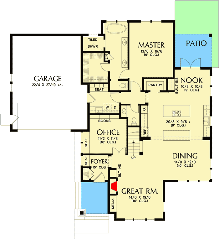 Plan 69684AM: Craftsman House Plan with Open Layout - Floor Plan - Main Level - Craftsman, Northwest