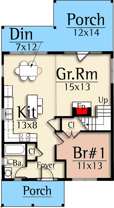 Plan 18854CK: Cozy 3-Bed Farmhouse Plan - Floor Plan - Main Level - Country, Farmhouse, Rustic