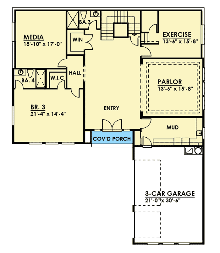 Plan 666021RAF: Modern Home Plan with Flex Room - 4730 Sq Ft - Floor Plan - Main Level - Mid Century Modern, Modern, Northwest