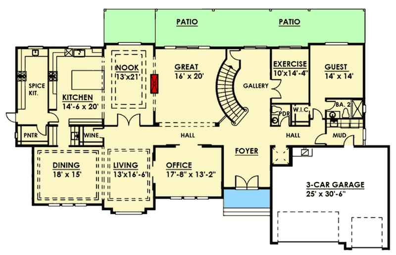 Plan 666026RAF: Six Bedroom Contemporary House Plan - Floor Plan - Main Level - Contemporary, Northwest