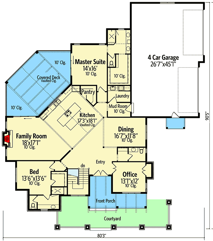 Plan 95047RW: European Styling - Floor Plan - Main Level - European, Rustic