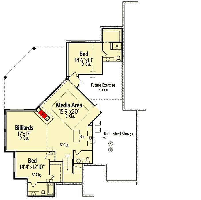 Plan 95047RW: European Styling - Floor Plan - Optional Finished Lower Level - European, Rustic