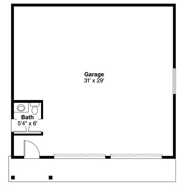 Plan 72912DA: Detached Garage Plan with Half Bath - Floor Plan - Main Level - Carriage