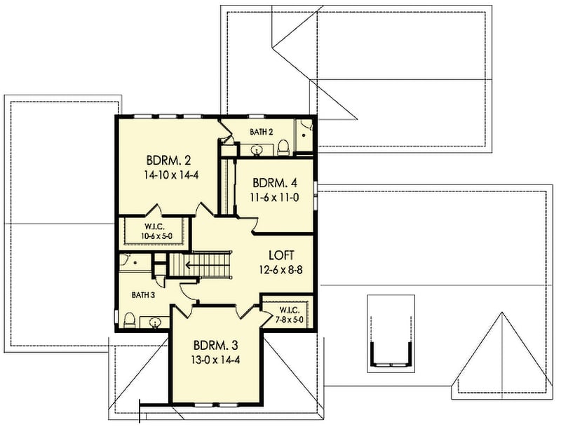 Plan 790009GLV: 4-Bed Exclusive House Plan with Large Covered Porch - Floor Plan - 2nd Floor - Country, Craftsman, New American, Northwest, Traditional