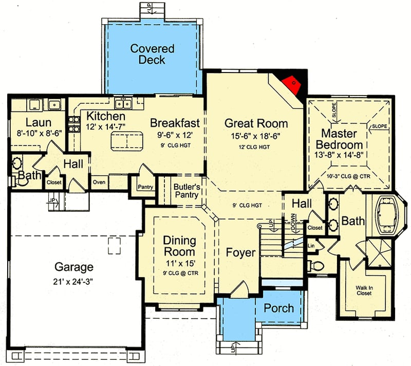 Plan 39269ST: Handsome Traditional House Plan - Floor Plan - Main Level - Southern, Traditional