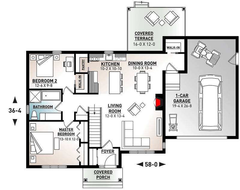 Plan 22515DR: Modern Craftsman with Attached Garage and Optional Finished Lower Level - Floor Plan - Main Level - Craftsman, Northwest
