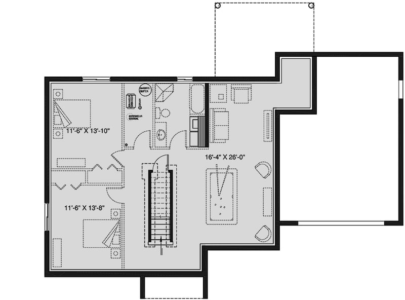 Plan 22515DR: Modern Craftsman with Attached Garage and Optional Finished Lower Level - Floor Plan - Basement Unfinished - Craftsman, Northwest