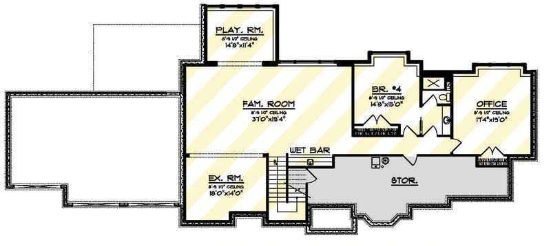 Plan 890085AH: 3-Bed Farmhouse Ranch for the Wide and Shallow Lot - Floor Plan - Optional Lower Level ($ Paid Option) - Craftsman, Farmhouse, Modern Farmhouse, New American, Ranch