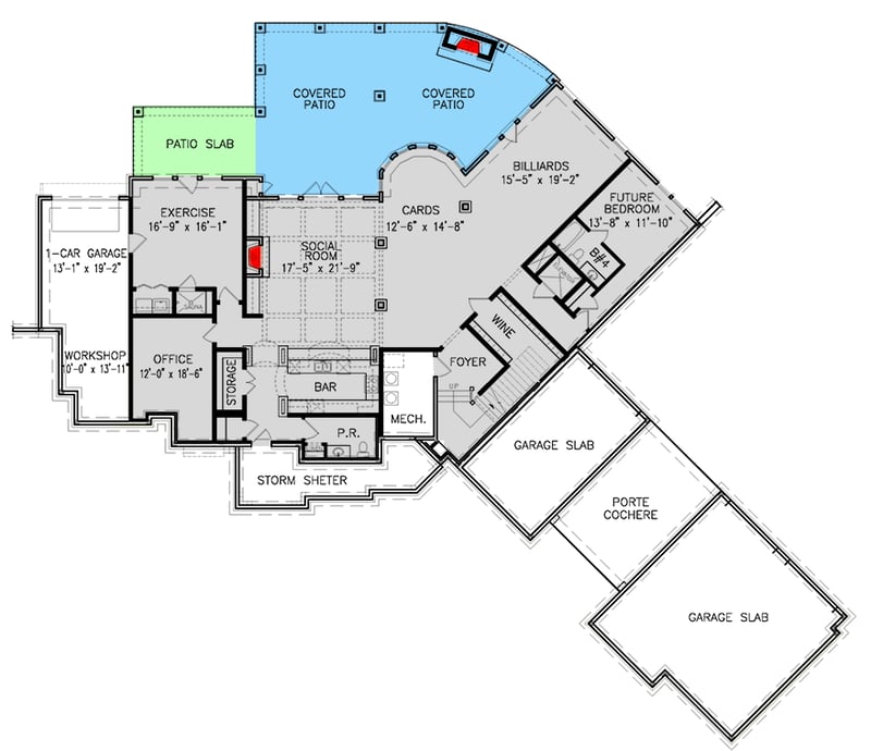 Plan 25644GE: Luxury Craftsman with 2nd floor Guest Suite - Floor Plan - Optional Finished Lower Level - Craftsman, European, Rustic, Traditional