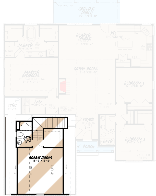 Plan 70588MK: Affordable French Country Cottage Plan with Bonus Over Garage - Floor Plan - Optional Bonus Over Garage - Cottage, Craftsman, European, French Country, Southern, Traditional