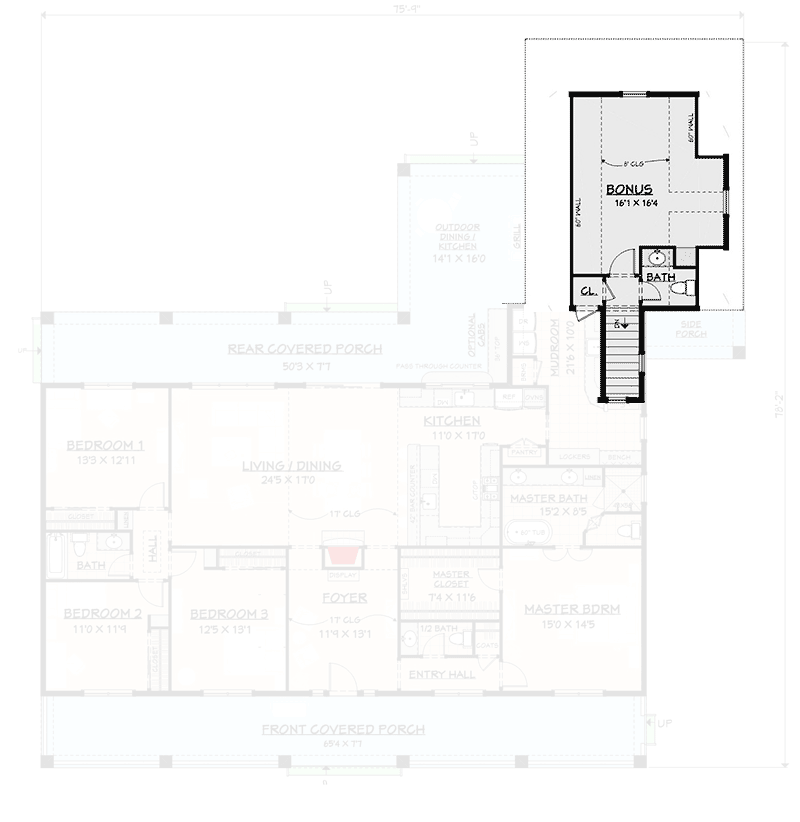 Plan 28928JJ: 4-Bed Modern Farmhouse Plan with Expanded Outdoor Living In Back - 2372 Sq Ft - Floor Plan - Bonus - Country, Farmhouse, Traditional