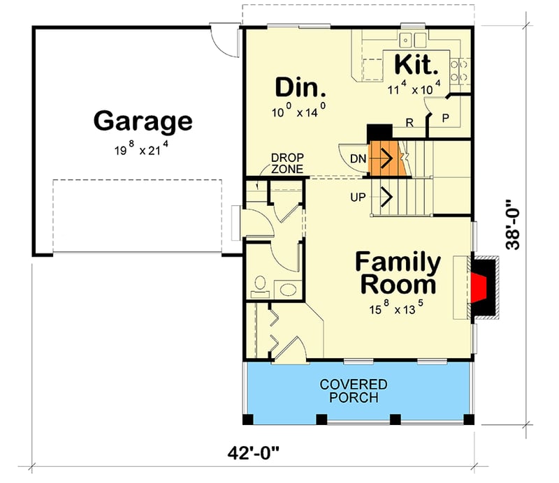 Plan 42542DB: Charming Traditional 4-Bedroom House Plan with 2 Car Garage - Floor Plan - Main Level - Traditional