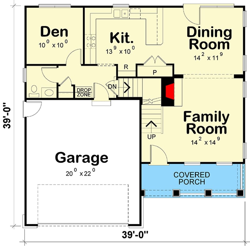 Plan 42543DB: 4-Bedroom Traditional Home Plan with Den - Floor Plan - Main Level - Traditional