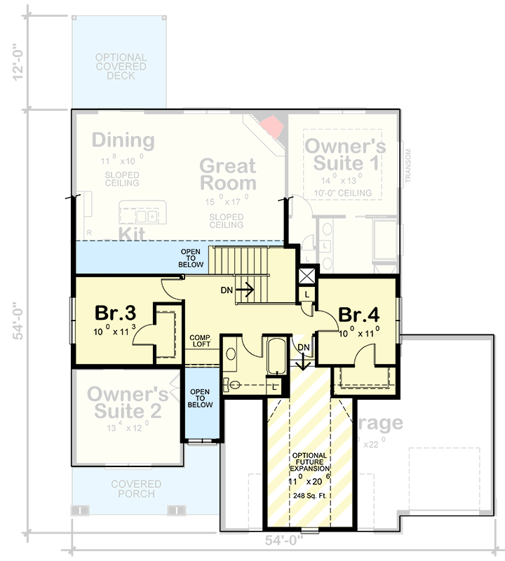 Plan 42547DB: Versatile 4-Bedroom Craftsman House Plan with Room to Grow - 2116 Sq Ft - Floor Plan - 2nd Floor - Country, Craftsman, New American, Traditional