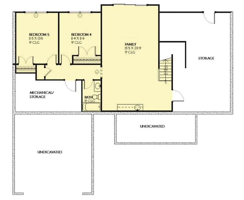 Plan 970074VC: 5-Bedroom House Plan with Lower Level Family Room - Floor Plan - Lower Level - Traditional