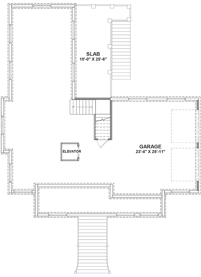 Plan 765005TWN: Spacious 4-Bedroom House Plan with Elevator and Main-Floor Master - Floor Plan - Ground Level - Beach, Coastal, Country, Low Country, Southern, Vacation