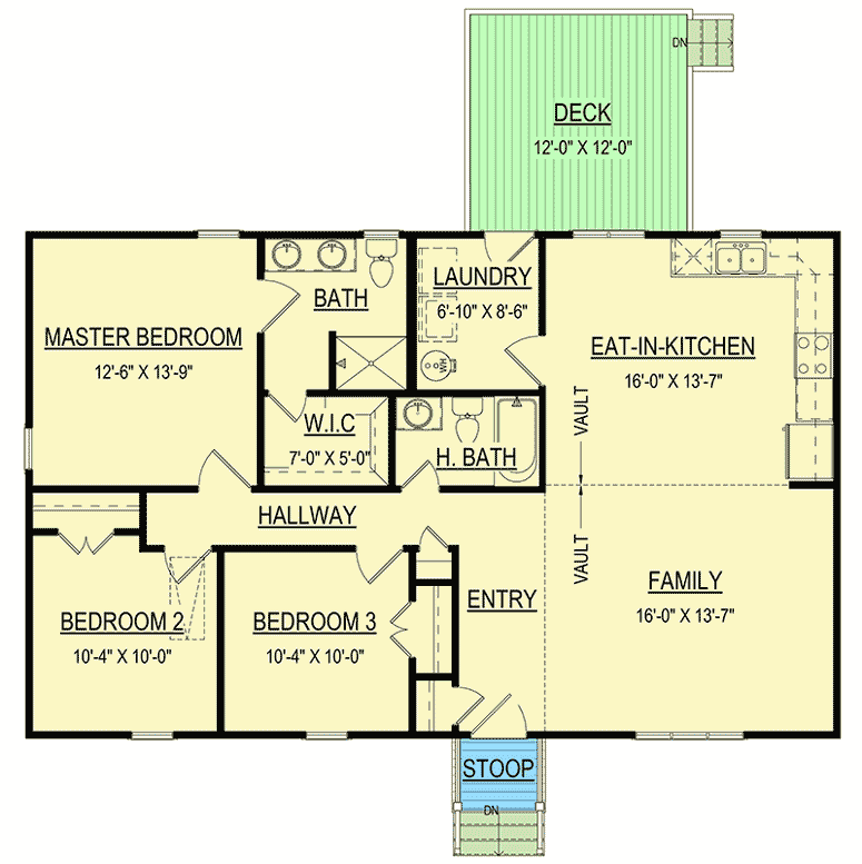 Plan 83602CRW: Charming Traditional Split-Bedroom Ranch House Plan  - Floor Plan - Main Level - Country, Ranch, Traditional