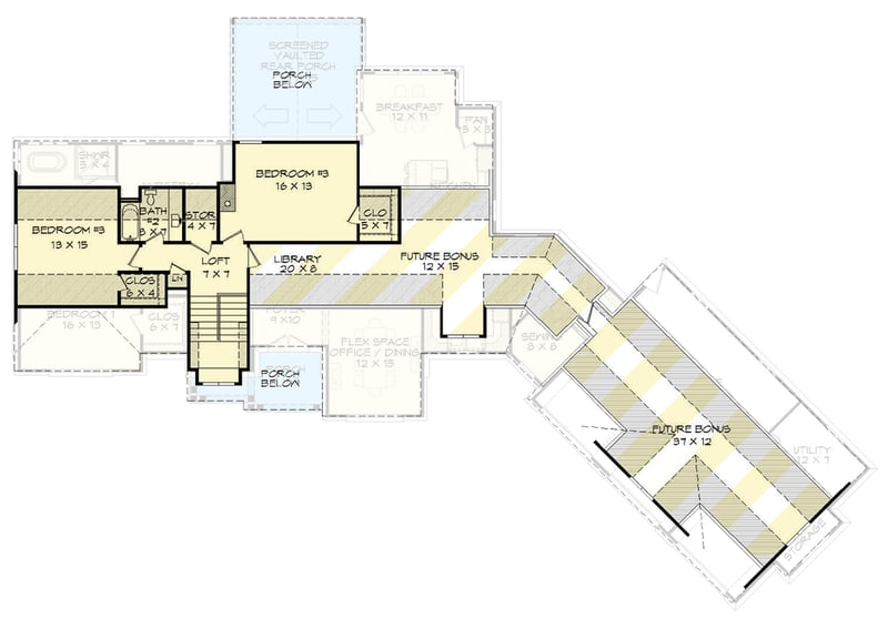 Plan 68556VR: Spacious 4-Bedroom Craftsman Home Plan with 3-Car Garage - Floor Plan - 2nd Floor - Craftsman, Traditional