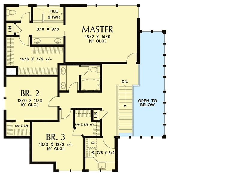 Plan 69707AM: 3-Bedroom Modern Prairie-Style Home Plan - Floor Plan - 2nd Floor - Contemporary, Modern, Northwest, Prairie