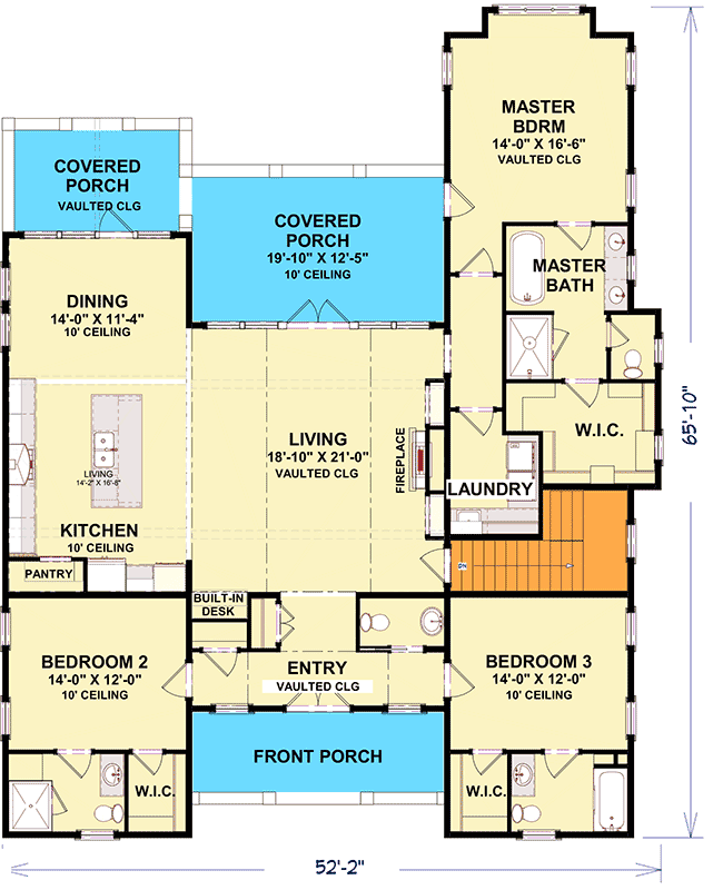Plan 765008TWN: Split-Bedroom Country Cottage Plan with Outdoor Living - Floor Plan - Main Level - Coastal, Cottage, Country, Craftsman, Traditional