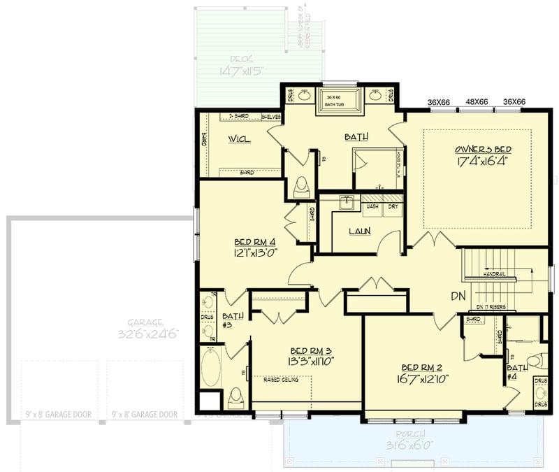 Plan 73389HS: Exclusive Storybook Craftsman Home Plan with Upstairs Laundry and Lower Level Expansion - Floor Plan - 2nd Floor - Craftsman, New American, Northwest