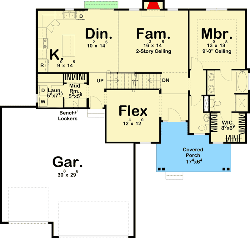Plan 62741DJ: 3-Bed New American House Plan with Flex Room - 1947 Sq Ft - Floor Plan - Main Level - Craftsman, Farmhouse, New American, Northwest