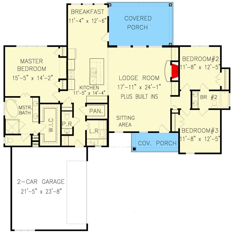 Plan 25654GE: Adorable 3-Bedroom Ranch Home Plan - Floor Plan - Main Level - Mountain, Northwest, Ranch