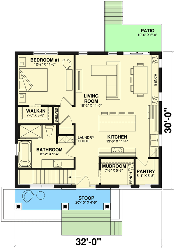 Plan 22535DR: 3-Bed Modern Rugged House Plan with Finished Lower Level - Floor Plan - Main Level - Cape Cod, Contemporary, Cottage, Country, Craftsman, Northwest, Rustic, Vacation