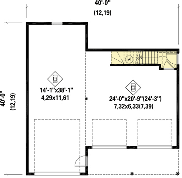 Plan 80931PM: Charming RV Carriage House Plan with Deck Overlooking the Front - Floor Plan - Main Level - Carriage, Country, Traditional