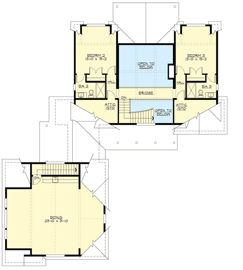 Plan 23771JD: Striking 4-Bed Farmhouse Plan with Walk-Out Basement - Floor Plan - Second Level - Cottage, Country, Farmhouse, New American