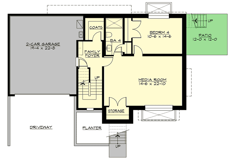 Plan 23772JD: 4-Bed Contemporary Home Plan with Media Room - Floor Plan - Lower Level - Contemporary, Modern, Northwest, Prairie